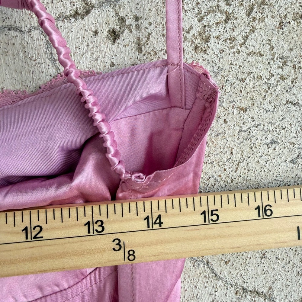 Beginning Boutique Trouble Pink Mini Dress Lace Bustier Satin‎ Slip Coquette NEW - Picture 11 of 14